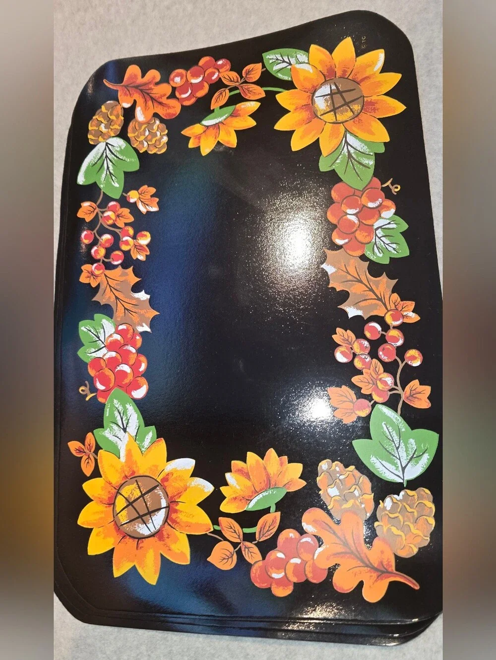 Vintage Autumn Fest Sunflower Vinyl Placemats